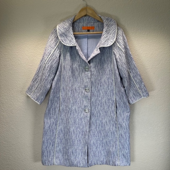 Cynthia Steffe Textured Long Coat Womens M Pockets Lined Silk Blend Business - Picture 16 of 16